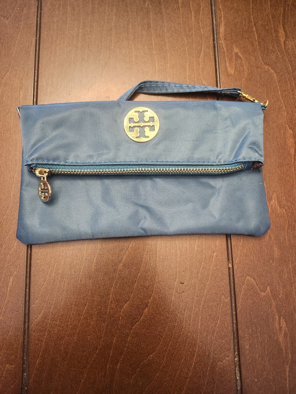 Tory Burch Blue Fold-Over Wristlet